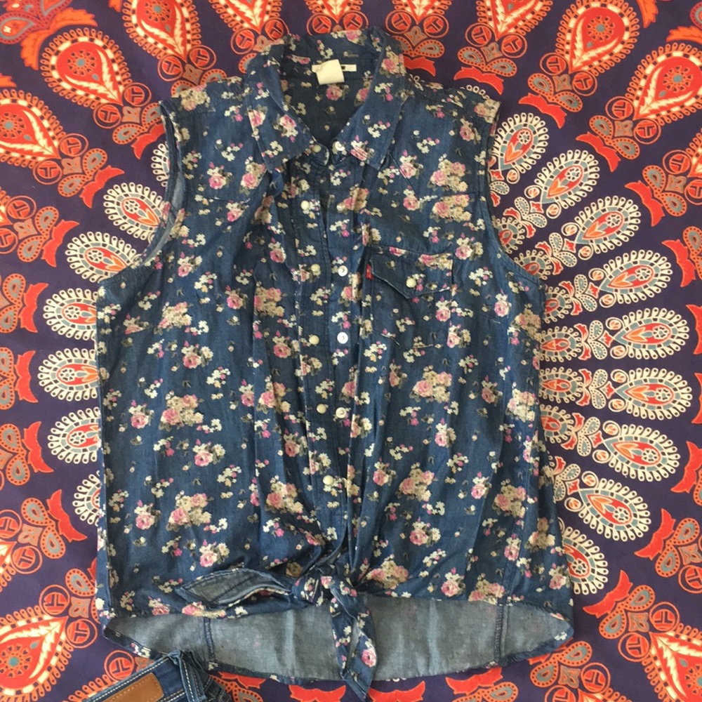Levi’s floral jean vest
